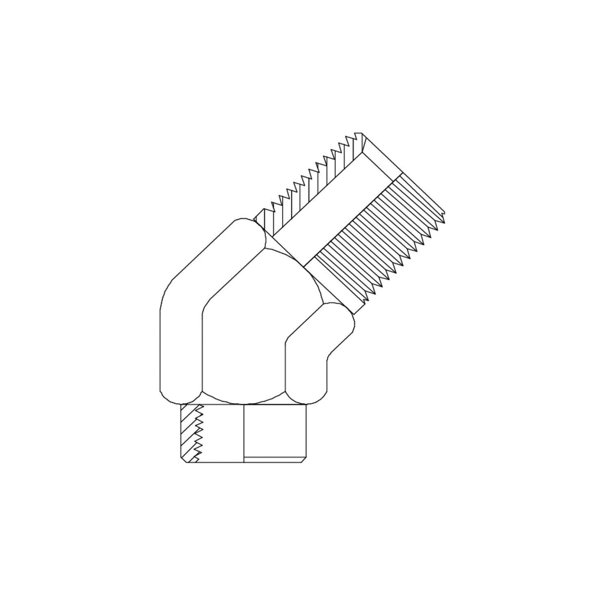 BTM-BTF45 - BSPT Male x BSPT Fixed Female 45° Elbow