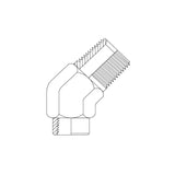 BTM-BTF45 - BSPT Male x BSPT Fixed Female 45° Elbow
