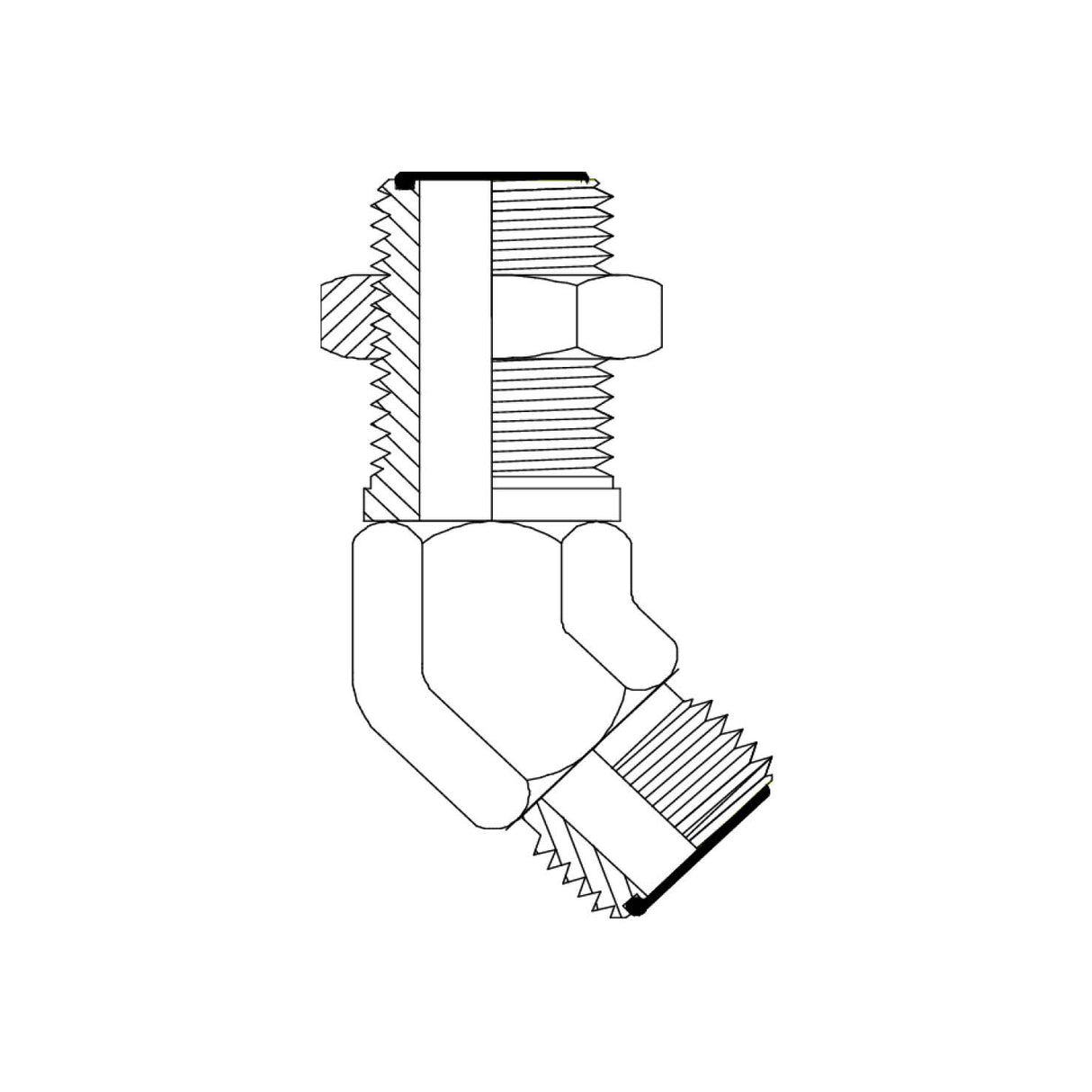 6F4 - ORFS MALE BULKHEAD X ORFS MALE 45DEG ELBOW