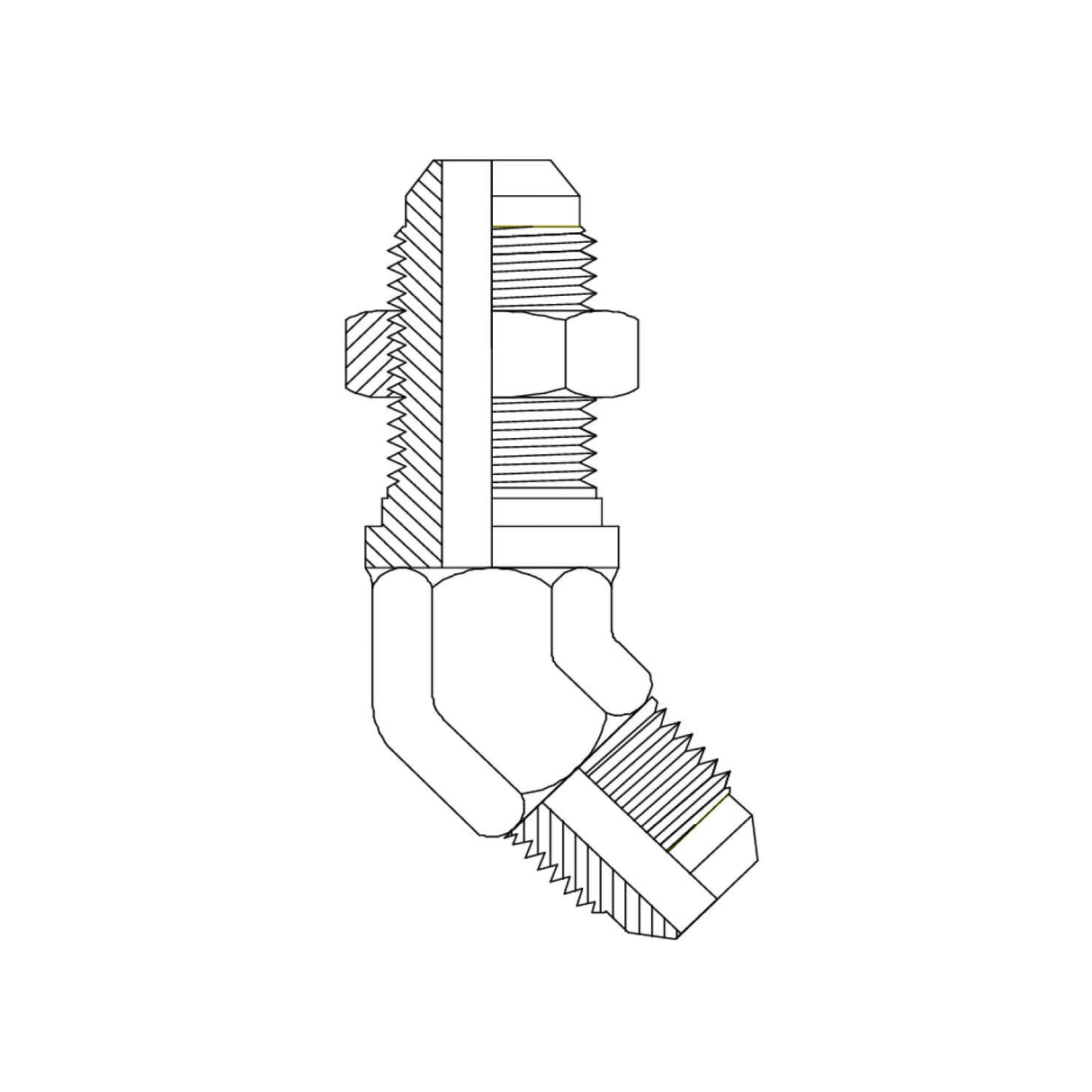 JIC Male Bulkhead × JIC Male 45° Elbow