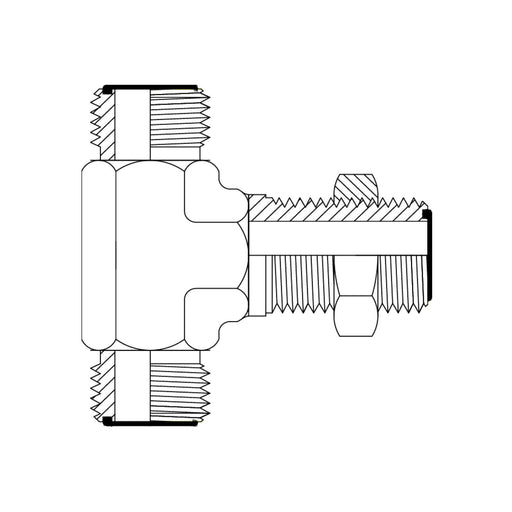 JIC Male to JIC Male Bulkhead to JIC Male Run Tee Hydraulic Adaptors