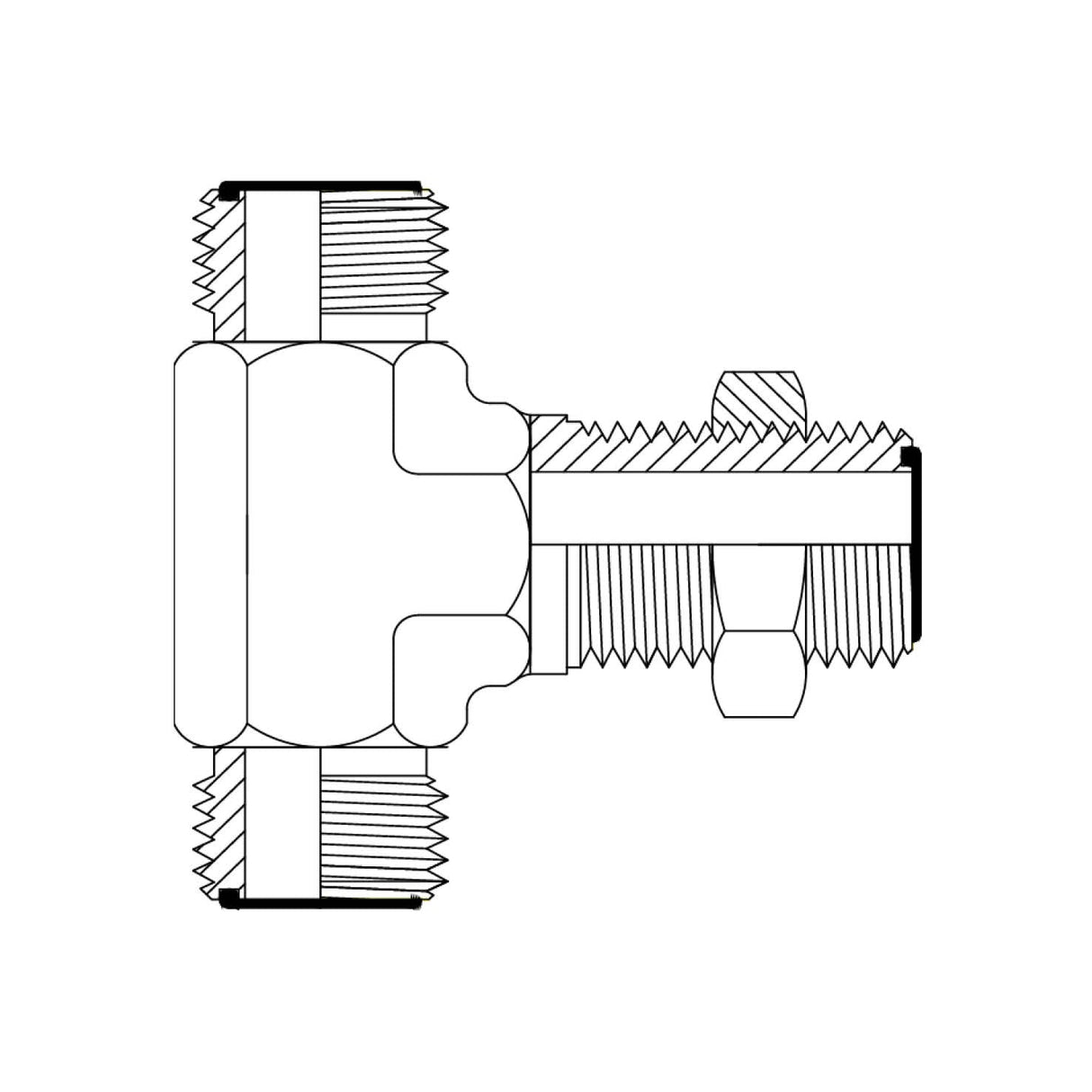 ORFS Male × ORFS Male Bulkhead Branch Tee | Tas Hose