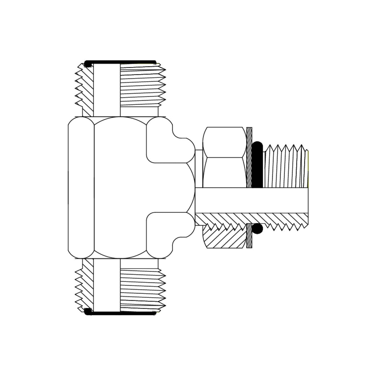 ORFS Male × BSPP Male Bulkhead Branch Tee | Tas Hose