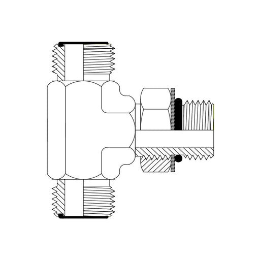 JIC Male to JIC Male Bulkhead to JIC Male Run Tee Hydraulic Adaptors