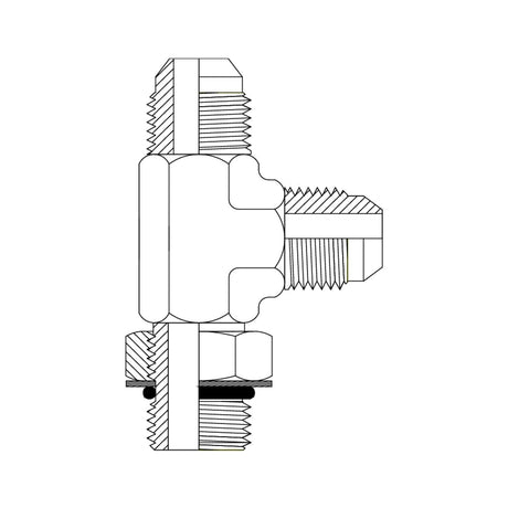 JIC Male × UNO Male Run Tee | Hydraulic Adaptor