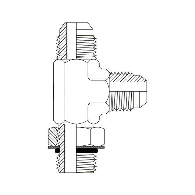 JIC Male × UNO Male Run Tee | Hydraulic Adaptor