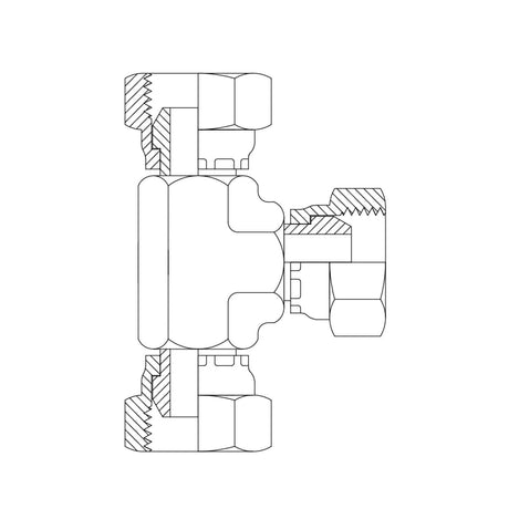 BSPP Female Swivel 3-Way Tee