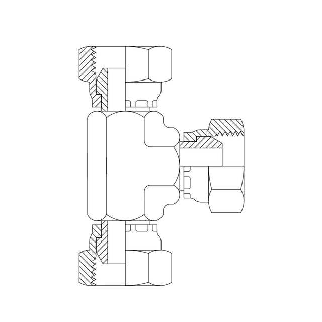 BSPP Female Swivel 3-Way Tee