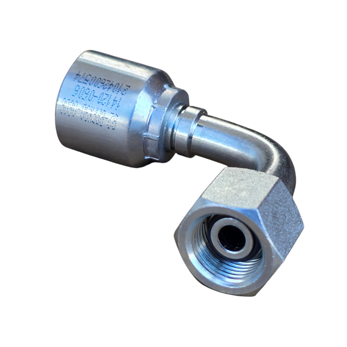 B2-BPFX90 - BSPP 90DEG FEMALE SWIVEL HOSETAIL (ONE PIECE BRAID HOSETAILS)