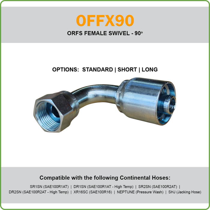 B2-OFFX90 - ORFS 90DEG FEMALE SWIVEL HOSETAIL (ONE PIECE BRAID HOSETAILS)