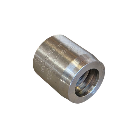 Side View of Continental B2 style two-piece crimp ferrule for 1 wire and 2 wire hydraulic hoses made from zinc-plated steel