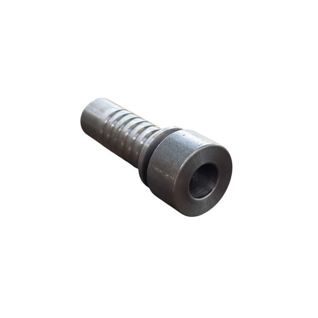 Life Saver weld-on two-piece crimp tail hydraulic fitting for welding to pipe or tank connections made from zinc-plated steel