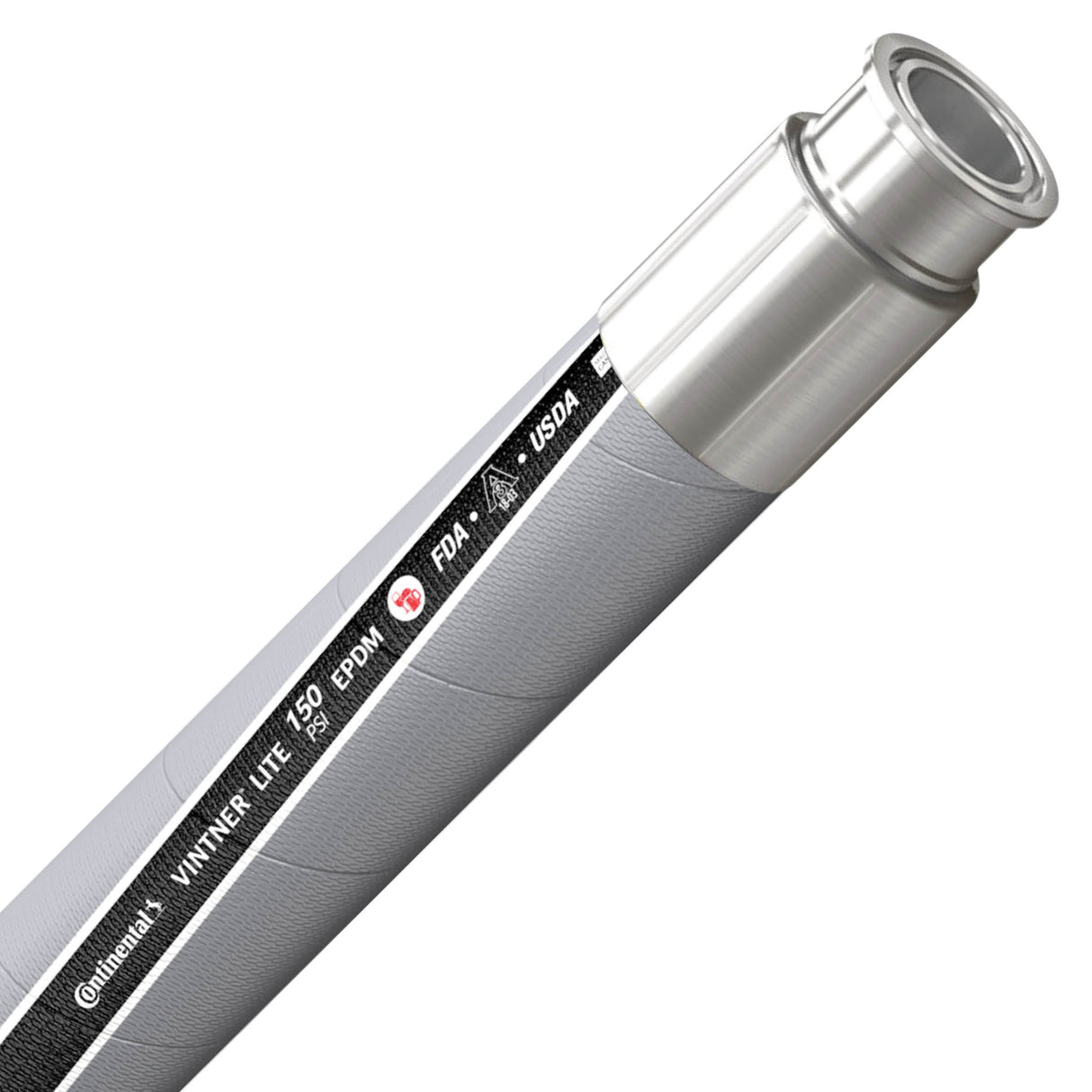 Continental Vintner Lite 38mm winery and beverage hose assembly with 1.5-inch Tri-Clamp fittings