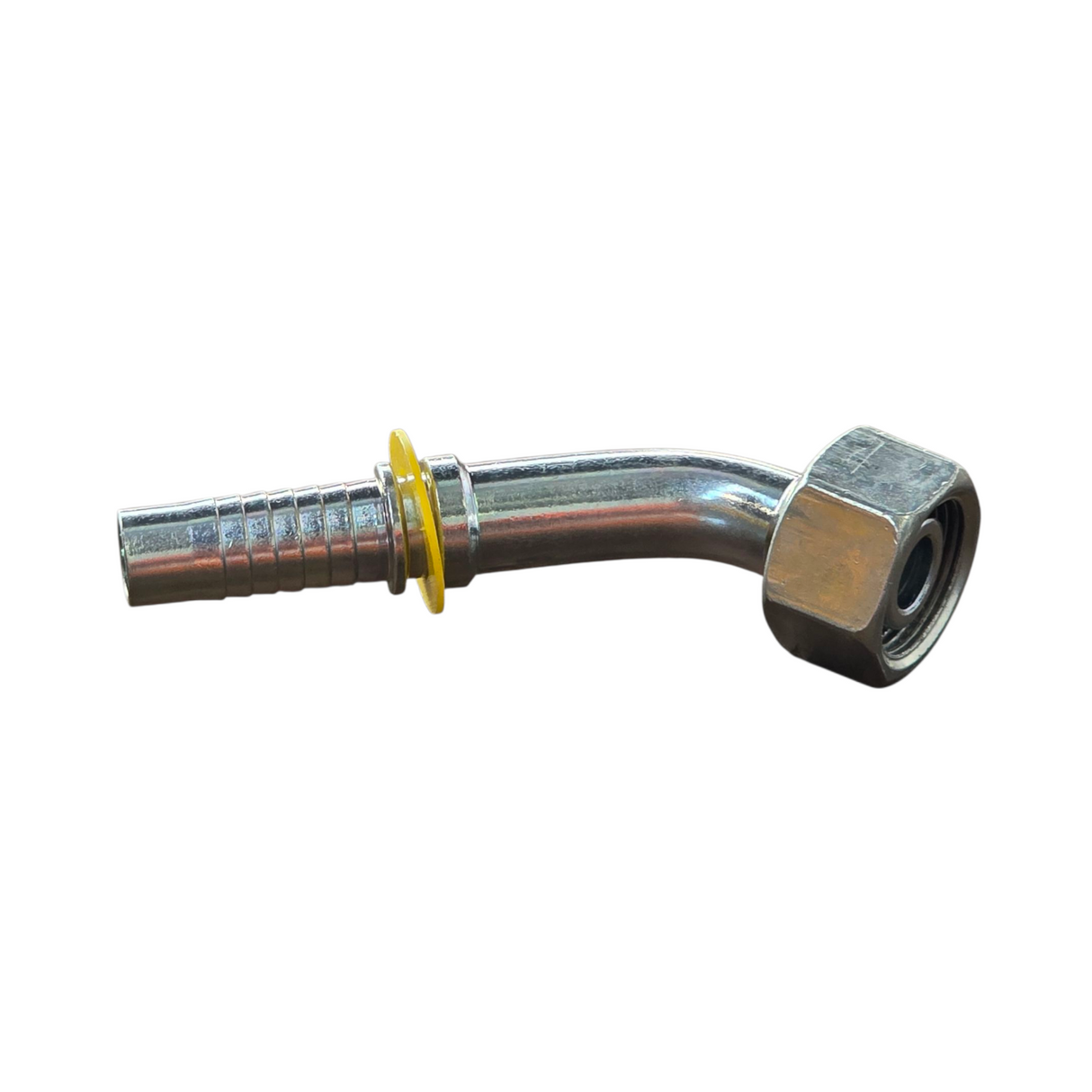 F45EL – Vitillo Metric 24° Cone Female 45° Elbow (L-Type) – Two-Piece Hose Tail