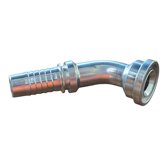 Code 61 flange 45 degree elbow two-piece crimp tail hydraulic fitting made from zinc-plated steel