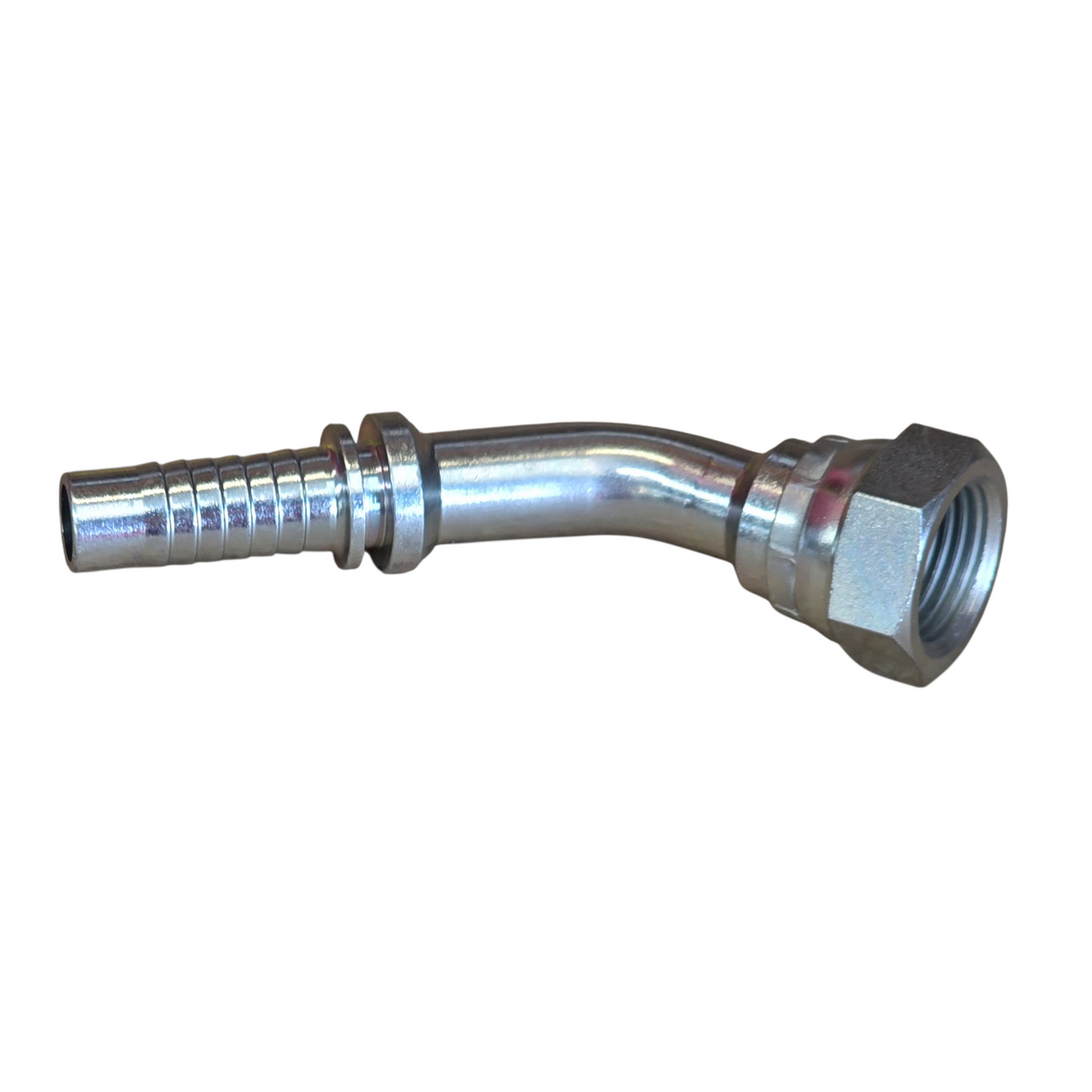JIS BSPP female swivel 45 degree elbow two-piece crimp tail hydraulic fitting made from zinc-plated steel