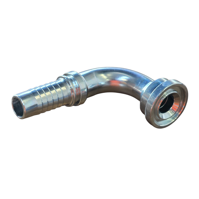Code 61 flange 90 degree elbow two-piece crimp tail heavy-duty hydraulic fitting made from zinc-plated steel
