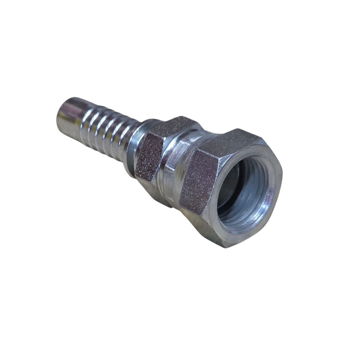 JIS metric female swivel two-piece crimp tail hydraulic fitting for Komatsu equipment made from zinc-plated steel
