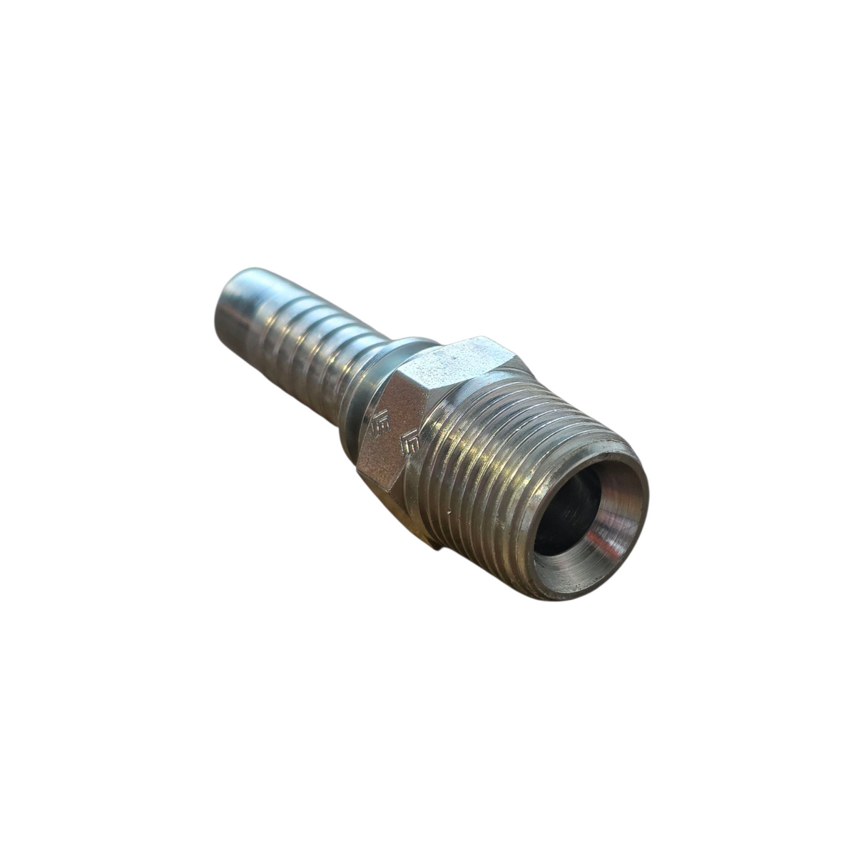 BSPT male two-piece crimp tail hydraulic fitting made from zinc-plated steel