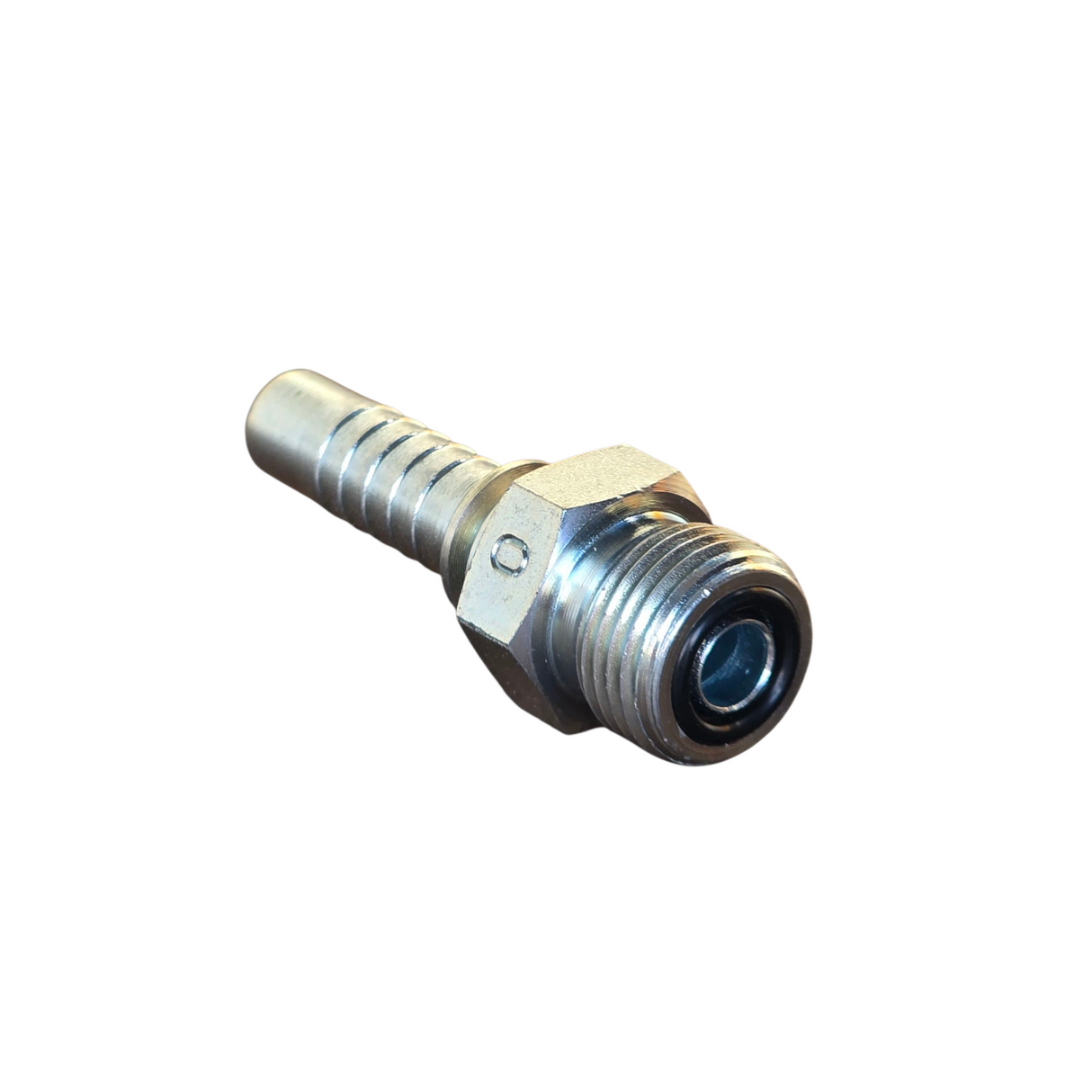 ORFS male two-piece crimp tail hydraulic fitting with o-ring face seal made from zinc-plated steel