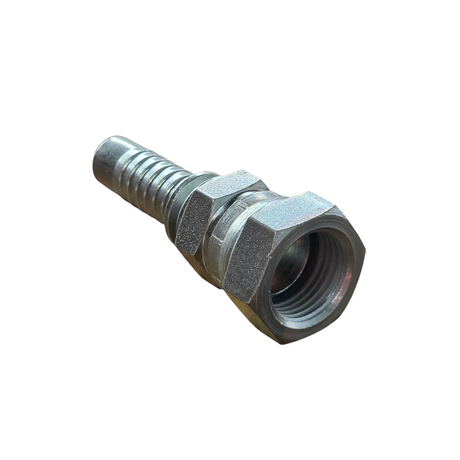 JIS BSPP female swivel two-piece crimp tail hydraulic fitting with flat seat made from zinc-plated steel