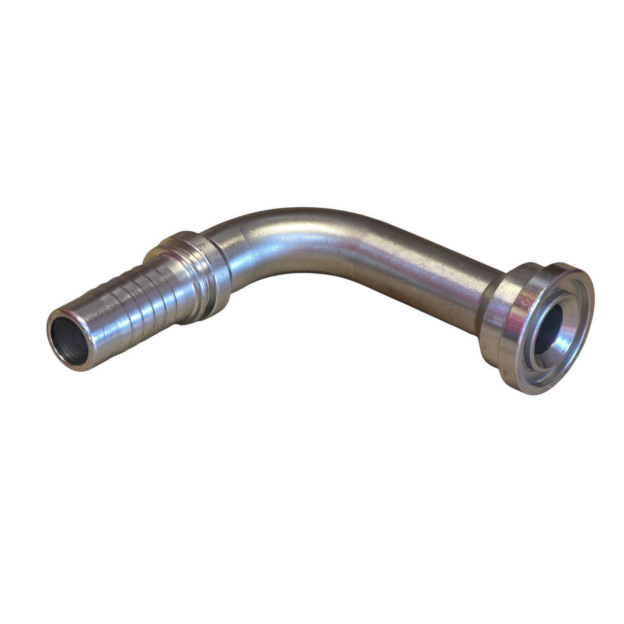 Code 61 flange 90 degree elbow long drop two-piece crimp tail hydraulic fitting made from zinc-plated steel