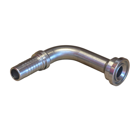 Code 61 flange 90 degree elbow long drop two-piece crimp tail hydraulic fitting made from zinc-plated steel